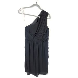 Shoshanna Black Silk One-Shoulder Cocktail Dress